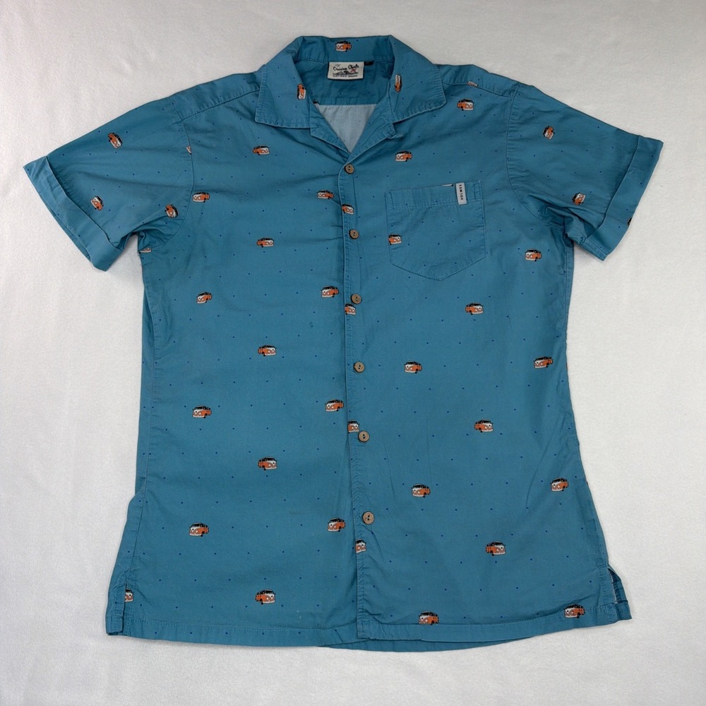 Holmes Brothers Cruising Shirts VW Bus Camp Shirt Men's M Blue Cotton Button Up